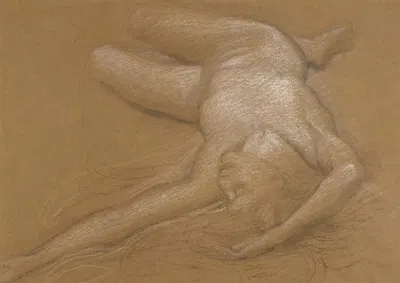 Study Of A Reclining Nude Girl For The Cave Of The Storm Nymphs by Эдвард Джон Пойнтер — digital art print download