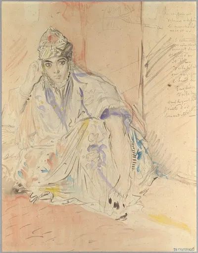 Jewish Woman of Algiers Seated on the Ground by Теодор Шассериу — digital art print download