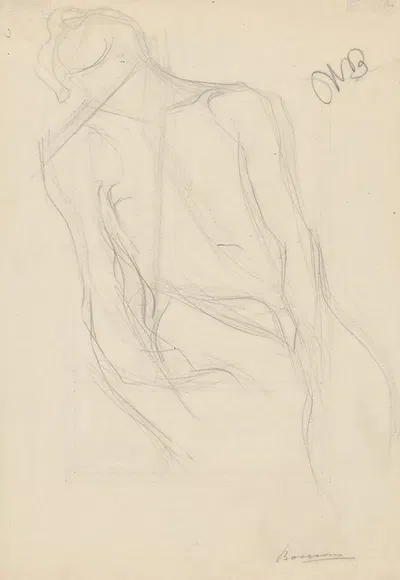 Seated Male Nude by Умберто Боккьони — digital art print download