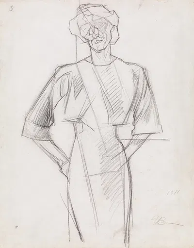 Study for Female Figure (Ines) by Умберто Боккьони, 1911 — digital art print download