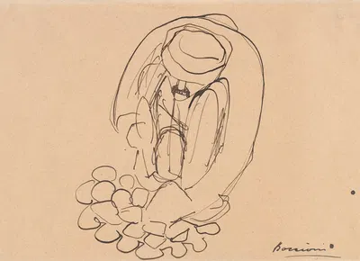 Study for 'The Street Pavers'; Man Laying Paving Stones by Умберто Боккьони, 1914 — digital art print download