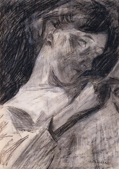 Young Woman Reading (Ines) by Умберто Боккьони — digital art print download