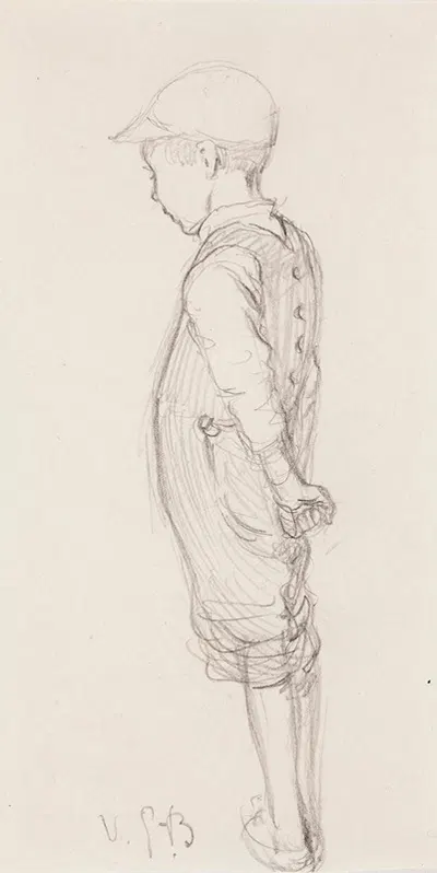 Boy Standing with Cap on His Head by Венни Солдан-Брофельдт — digital art print download
