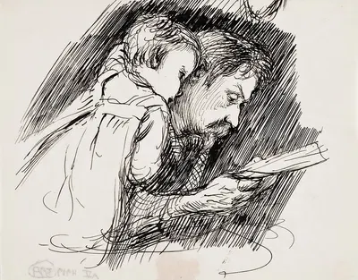 The father reads to the child by Венни Солдан-Брофельдт — digital art print download