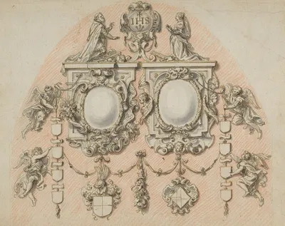 Design for the Epitaph of the 't Seraets-Van Etten family by Абрахам ван Дипенбек — digital art print download