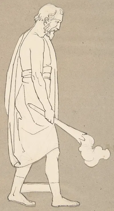 Design for large fireplace white tiles produced in Wedgwood's factory by After John Flaxman — digital art print download