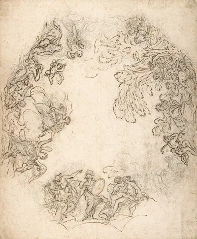 A Gathering of Mythological Figures by Anton Domenico Gabbiani, 1652–1726 — digital art print download