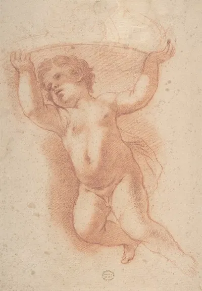 Flying Putto Supporting a Crown by Anton Domenico Gabbiani, 1652–1726 — digital art print download