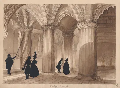 Roslyn Chapel by Auguste Edouart, 1832 — digital art print download