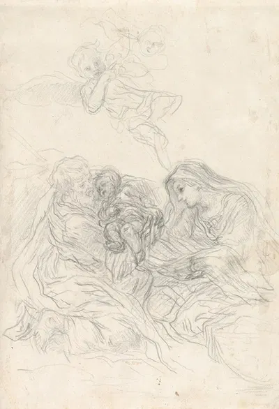 Holy Family with Two Flying Angels by Baldassarre Franceschini — digital art print download