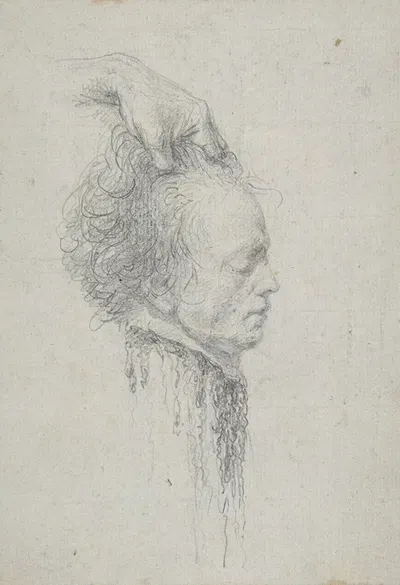 Severed head, said to be that of Maximilien-François-Marie-Isidore de Robespierre (1758-1794), guillotined July 28, 1794…