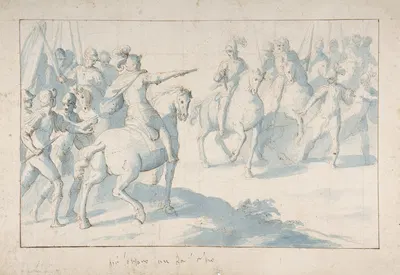 Mounted Warrior with a Baton Giving Orders to His Troops by Belisario Corenzio, 1590–1646 — digital art print download