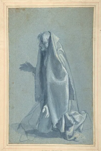 Kneeling Female Figure in Profile to Left by Cigoli (Ludovico Cardi) — digital art print download