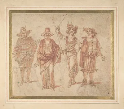 Figures in Theatrical Costumes by Claude Gillot — digital art print download