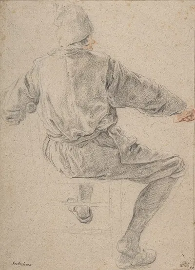 Study of a Seated Peasant by Cornelis Dusart — digital art print download
