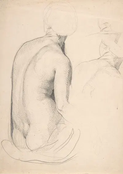 Studies of a Seated Woman from Behind by Эдуард Юлиус Фридрих Бендеман — digital art print download