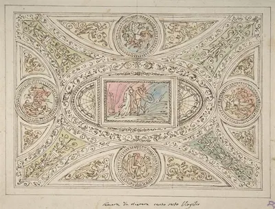 Design for a Ceiling with Decoration Related to Virgil's Sixth Canto by Felice Giani, 1758–1823 — digital art print download