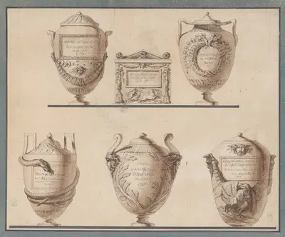 Study of Five Vases or Urns by Felice Giani — digital art print download