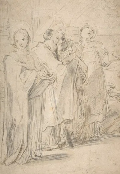 Saints John the Evangelist, Paul, Peter, and Stephen by Ferraù Fenzoni — digital art print download