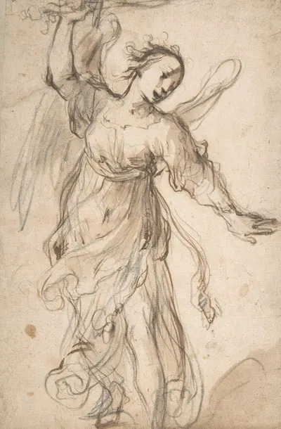 Standing Angel Brandishing a Sword by Ferraù Fenzoni — digital art print download