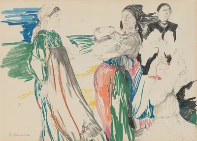 Sketch of figures in a landscape by Филипп Малявин — digital art print download
