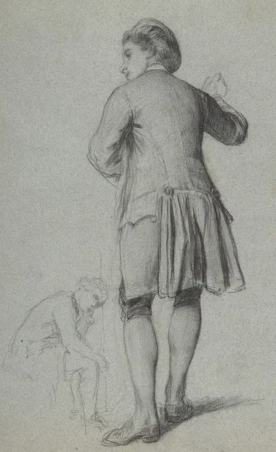 Study of a standing man knocking; sketch of a sitting man by François-Claudius Compte-Calix — digital art print download