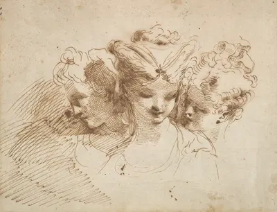 Three Female Heads by Гаэтано Гандольфи, 1734–1802 — digital art print download