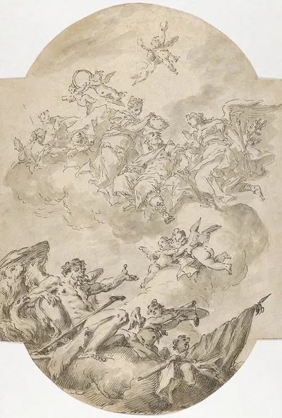 Glorification of the Widmann Family by Gaspare Diziani — digital art print download