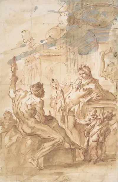 Hercules and Omphale by Gaspare Diziani, 1689–1767 — digital art print download
