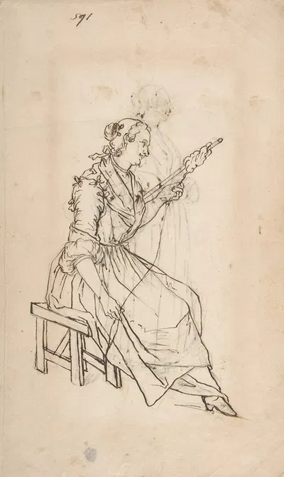 A Woman Spinning by Джакомо Черути — digital art print download