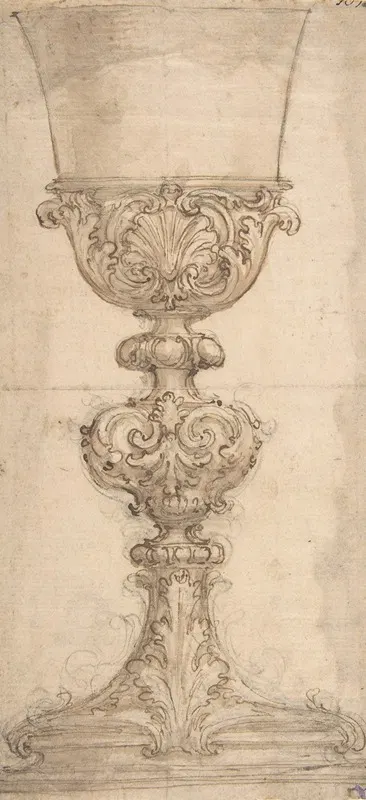 Design for a Chalice with Acanthus and Shell Decoration by Giovanni Battista Foggini, 1652–1725 — digital art print download