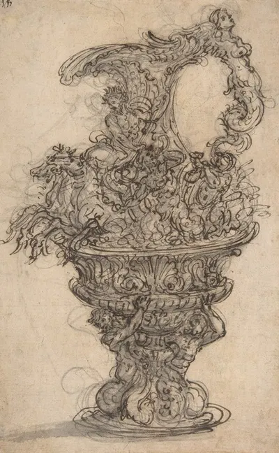 Design for a Ewer with Neptune on his Chariot by Giovanni Battista Foggini, 1652–1725 — digital art print download
