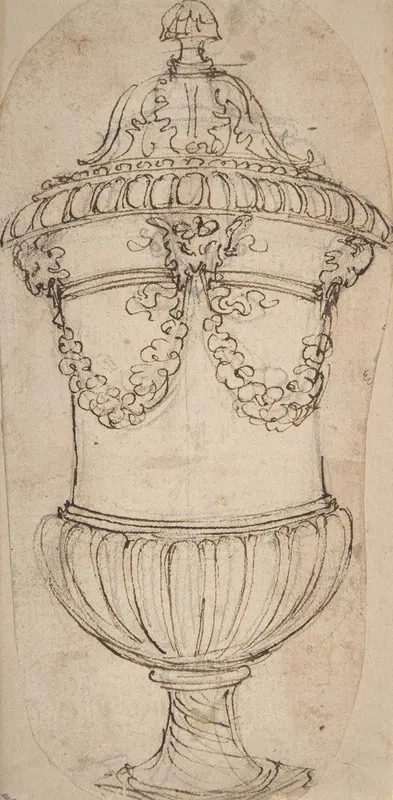 Design for a Lidded Gadrooned Vase with Satyr Heads Holding Garlands by Giovanni Battista Foggini, 1652–1725 — digital art…