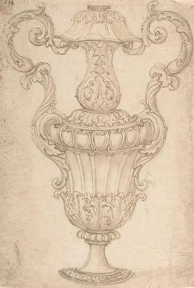 Design for a Two-Handled Urn with Acanthus, Shell, and Egg-and-Tongue Motif by Giovanni Battista Foggini, 1652–1725 —…