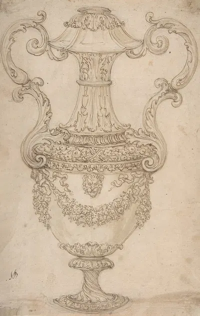 Design for a Vase with Handles, Decorated with a Festoon by Giovanni Battista Foggini, 1652–1725 — digital art print download