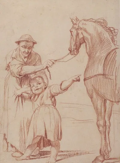 Marcolfa Persuades Cacasenno to Mount a Horse by Джузеппе Мария Крепси, 1665–1747 — digital art print download