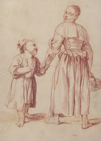 Menghina Coming from the Garden Meets Cacasenno by Джузеппе Мария Крепси, 1665–1747 — digital art print download