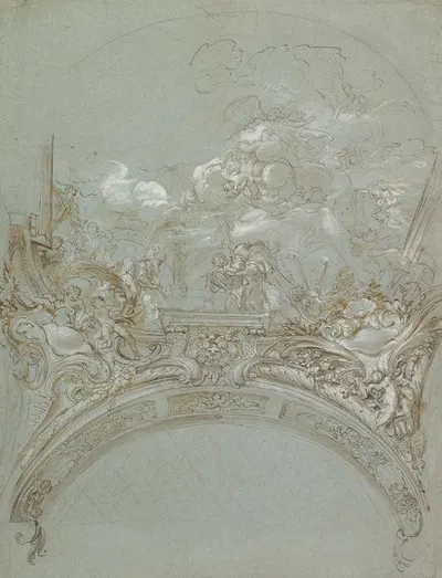 Ceiling Design with the Presentation in the Temple by Gregorio de' Ferrari, 1647–1726 — digital art print download