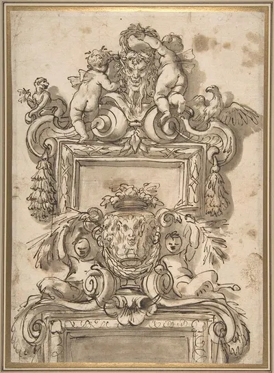 Design for an Overdoor Decoratio by Gregorio de' Ferrari — digital art print download