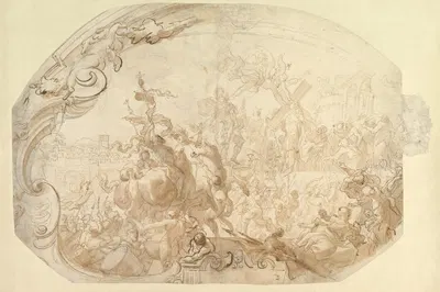 Study for Emperor Heraclius Carrying the Cross into Jerusalem by Gregorio de' Ferrari, 1647–1726 — digital art print download