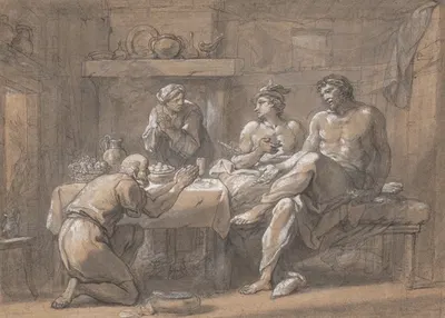 Jupiter and Mercury in the House of Baucis and Philemon by Гиацинт Коллен де Вермон — digital art print download