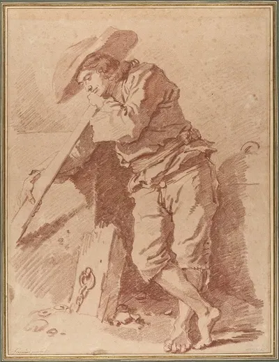 A Fisherman Leaning on an Oar by Жан-Оноре Фрагонар, 1774 — digital art print download