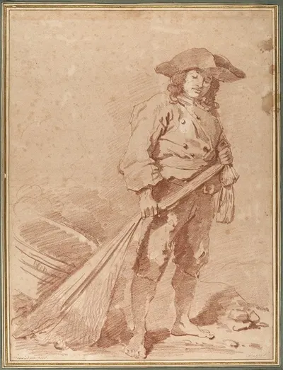 A Fisherman Pulling a Net by Жан-Оноре Фрагонар, 1774 — digital art print download