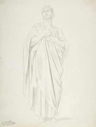 Study of an Apostle, for the painting of the Ascension in Saint-Germain-des-Pres, Paris (1839-1863) by Жан-Ипполит…