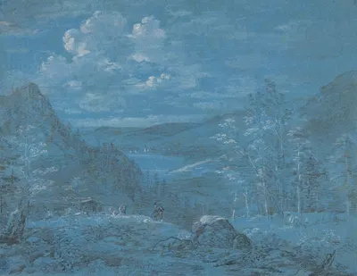 View of the Ankl-Alpe and the Schliersee by Иоганн Георг фон Диллис, 1817 — digital art print download