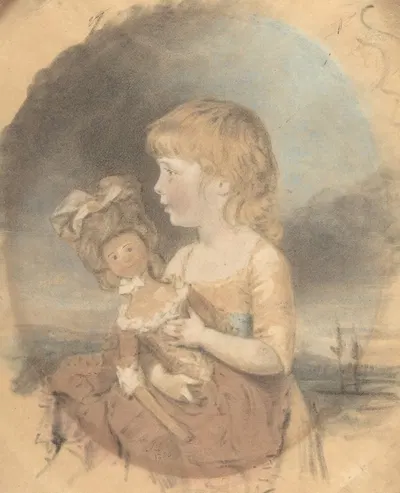 Child Holding a Doll by Джон Даунман, 1780 — digital art print download
