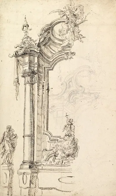 Study for an Altar with a Figure on a Raised Socle at Left by Joseph Anton Feuchtmayer, 1700–1770 — digital art print…