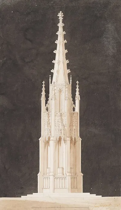 Spired Gothic Monument by Joseph Michael Gandy, 1797 — digital art print download