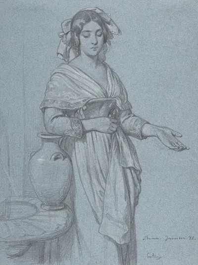Study of a Roman Woman by Konstantin Johannes Franz Cretius, 1841 — digital art print download