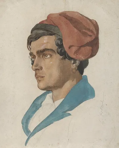 Head Study of a Fisherman from Capri by Лоренц Фрёлих — digital art print download